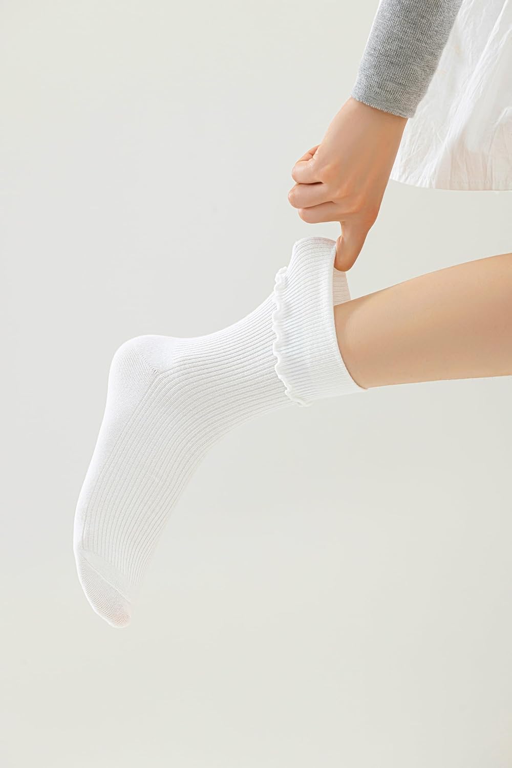 Ruffle Turn-Cuff Socks Women, Casual Cute Girl Ruffle Crew Socks Breathable Cool Frilly Socks - Image 5