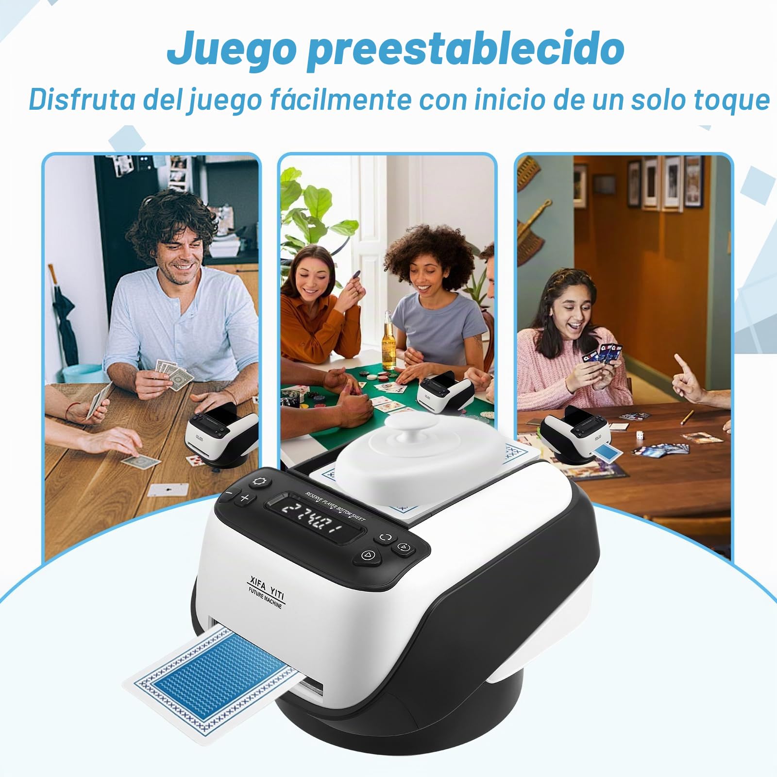 Distribuidor de Cartas Automático,Repartidor de Tarjetas Eléctrico, Dispensador de Tarjetas Giratorio 360°, Máquina de Envío de Cartas para Hasta 8 Jugadores para Póker, UNO, Blackjack, Texas Hold'em