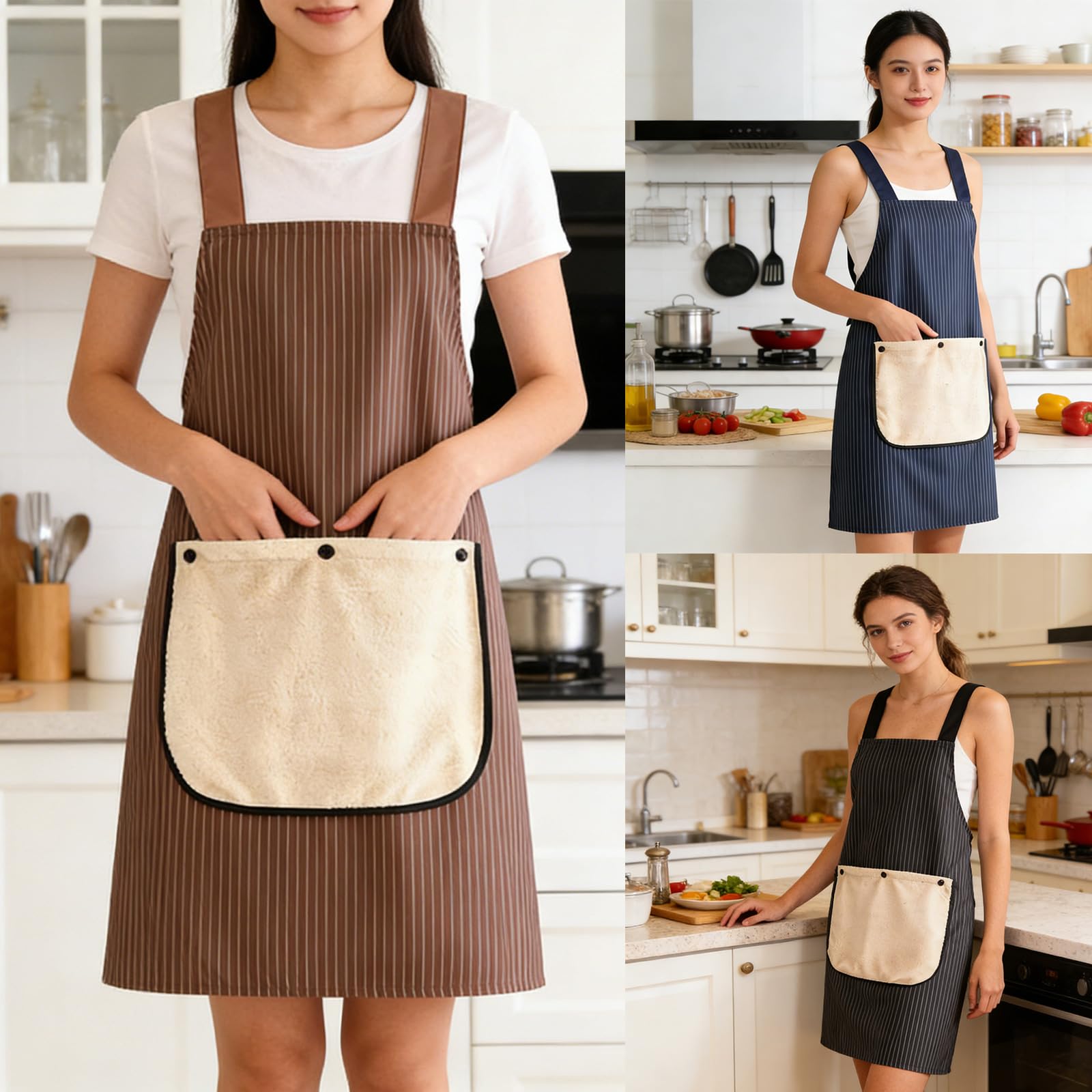 Küchenschürze mit Handwischtuch und Taschen