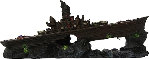 Penn-Plax Adorno de acuario de Battleship multicolor 4 pulgadas pequeño PDS-030172048296 Penn-Plax Adorno de acuario de Battleship multicolor 4 pulgadas pequeño PDS-030172048296