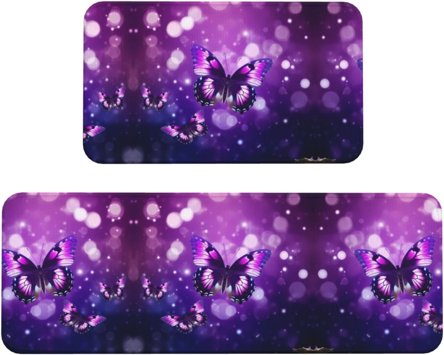 Purple Butterfly Print Kitchen Floor Mat 2 Sets Vibrant Designs for Stylish and Functional Floors