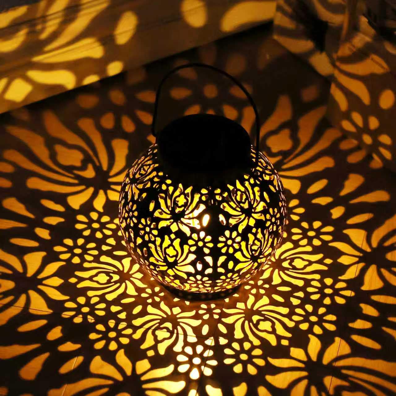 LUZ DEL Gifts 2 Pack Solar Lanterns Outdoor Gifts, Elegant Rose Pattern, IP44 Waterproof Hanging Solar Lights Decor Lamp for Garden, Patio, Pathway,