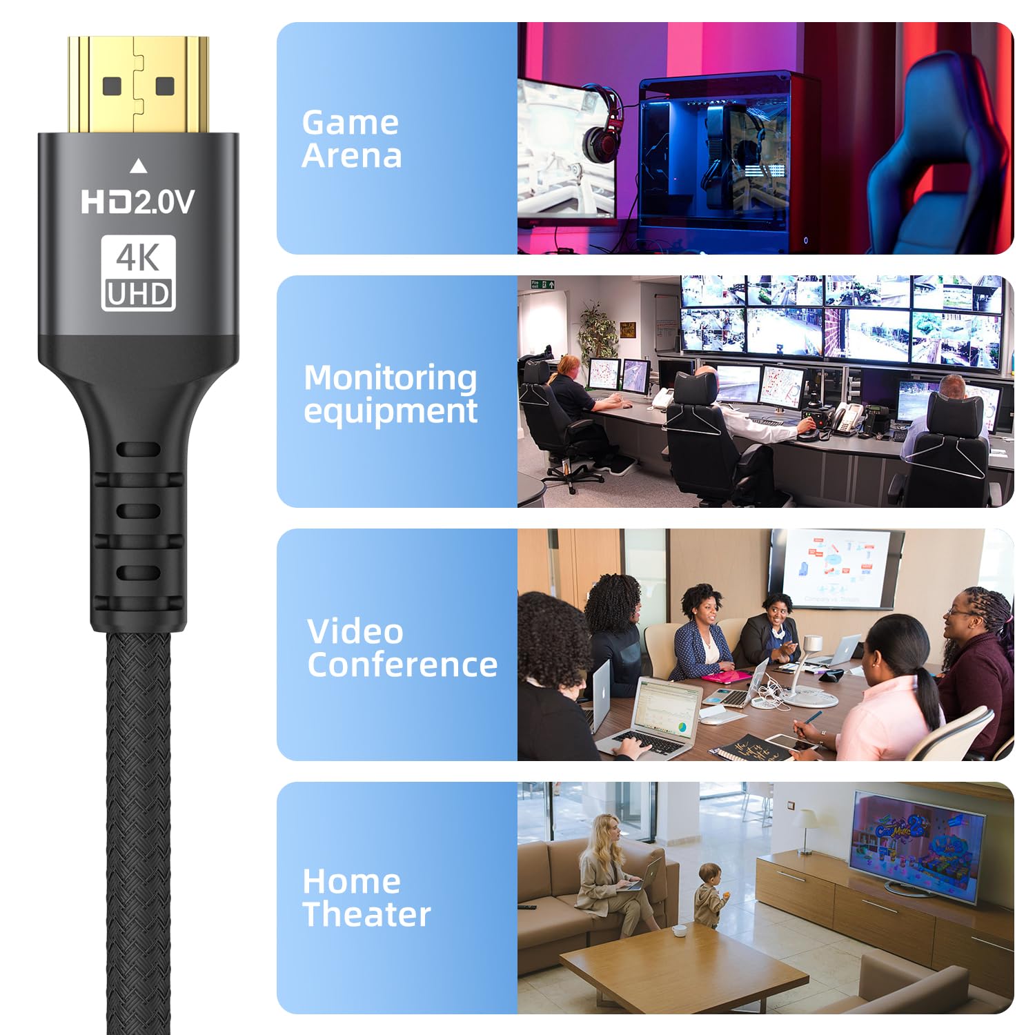 4K HDMI 65ft Cable Ultra High Speed HDMI 2.0 Cable 4K@60Hz 18Gbps 3D ARC Gold-Plated Connectors Ethernet Audio Video Return HDMI Cable, Used for UHD TV Monitor Laptop Xbox/PS4/PS5/HDTV ect. - Image 6