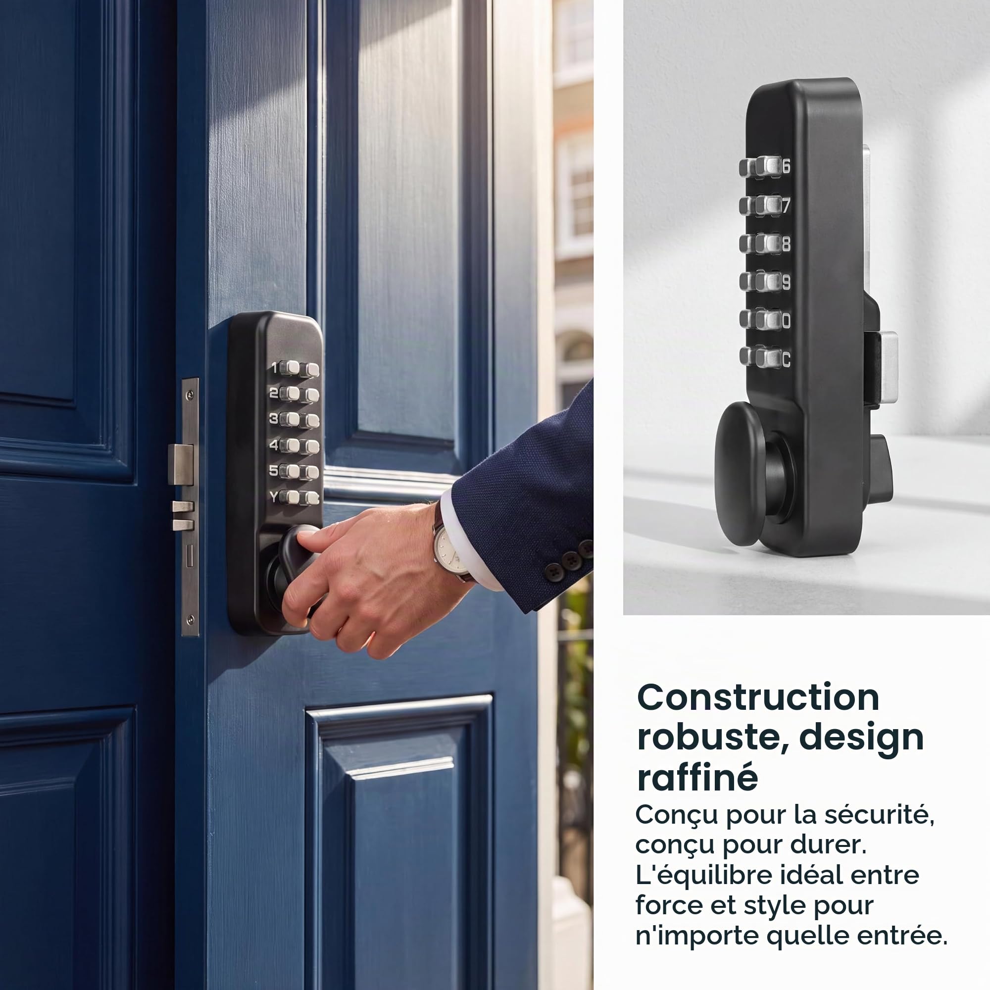 Serrure de Porte Mécanique sans Clé, Serrure Porte à Combinaison Mécanique, Serratura con Codice Digitale à 12 Touches, Extérieur avec Poignée avec Code, Étanche, pour Maison, Clôture Extérieure