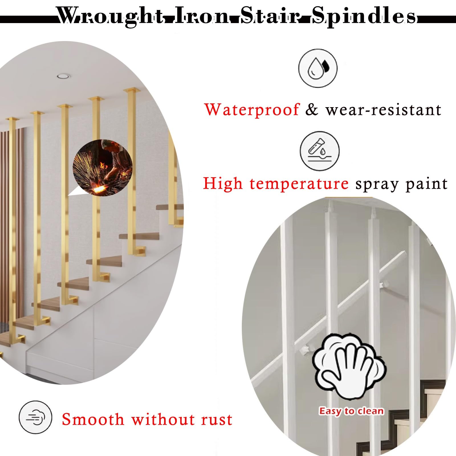 Konfigurowalne złote balustrady schodowe zamiennik do użytku mieszkalnego i komercyjnego 16-100 cali wysokie drążki balustradowe do biura loftu foyer hotelu - styl B 30 cm/11,8 cala