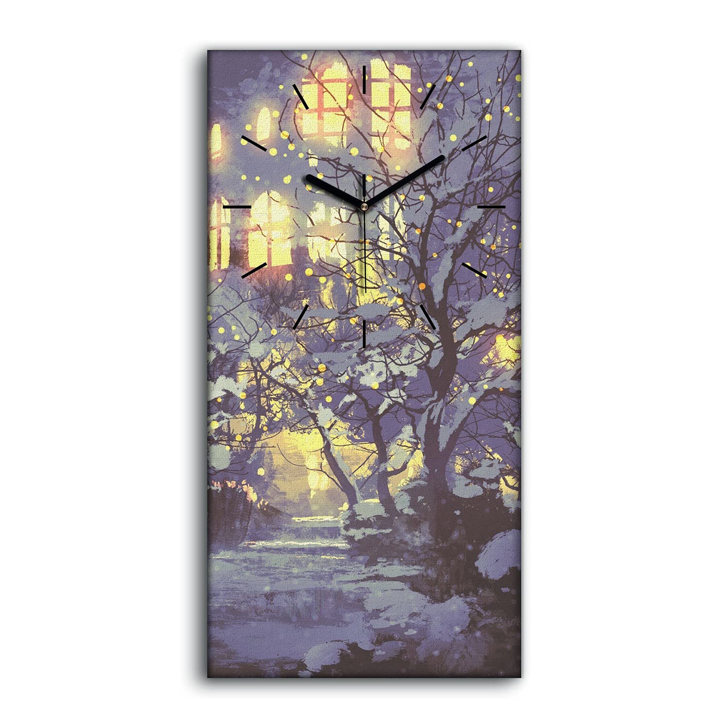 Horloge sur Toile 30x60cm de Salon Effet Nuit Paysage