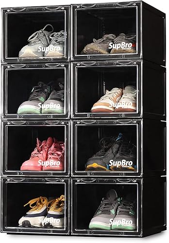 Miniatura 2 de SupBro Caja de colección  Caja de almacenamiento de fácil acceso  Caja de zapatos apilables de plástico con organizador transparente para puerta