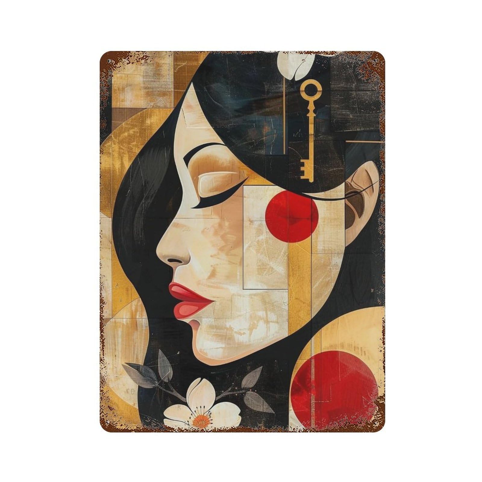HDURYEYRYY Oriental Geometry 02 Wall Retro Iron Vintage Art Metal Tin Sign Poster Modern Home Cofffee Club Art Bar Shop Decor Style 40x30cm