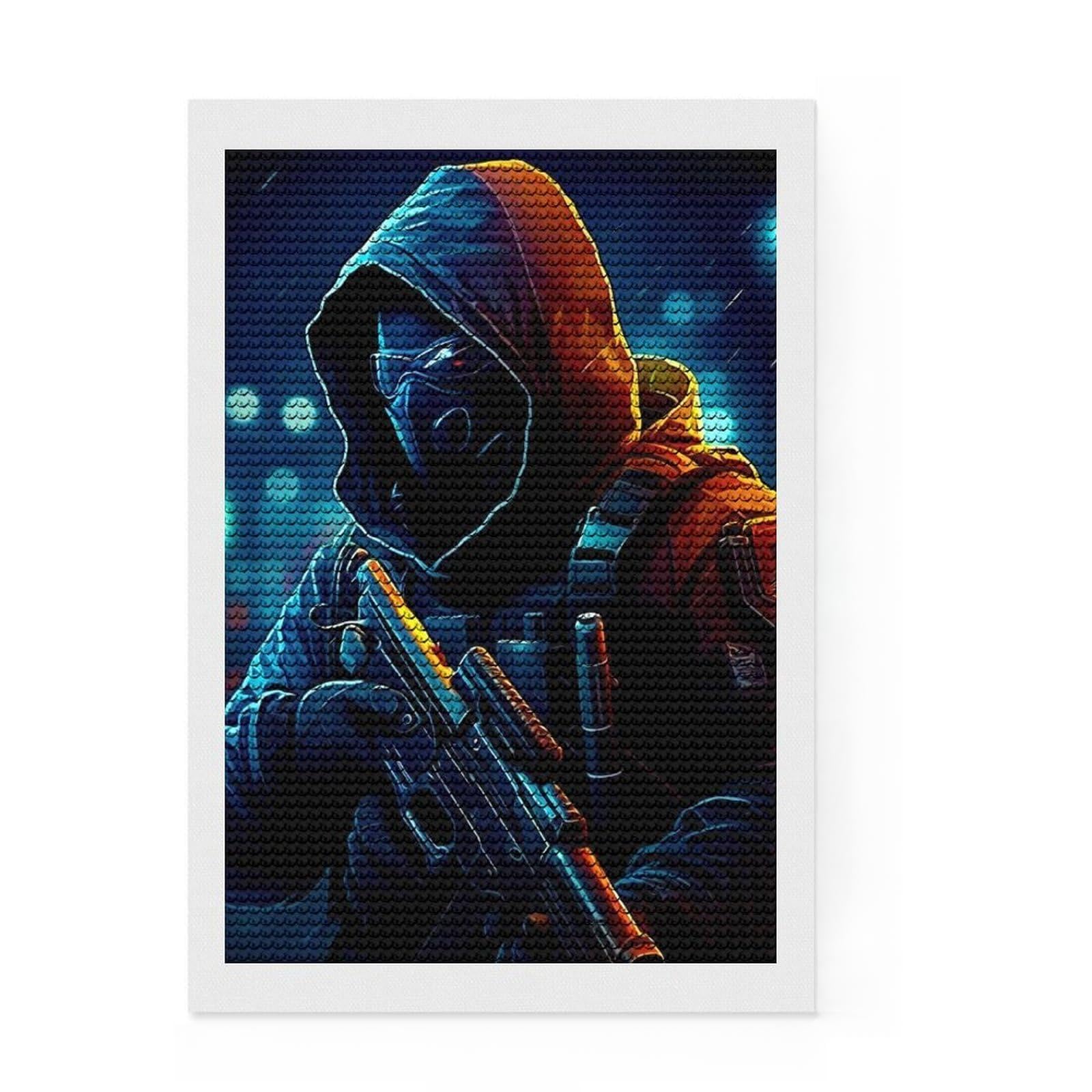 Junmoney Fantasy Soldier Round Drill Diamond Painting 8"x12", Stress Relief Craft, Aesthetic Room Decor, for Adults, Festive Craft Gift
