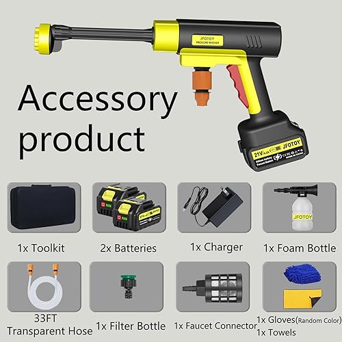 Miniatura 4 de Lavadora a presión inalámbrica portátil, lavadora portátil de 1200 PSI que se puede conectar directamente al grifo con 2 baterías, boquilla 6 en 1,