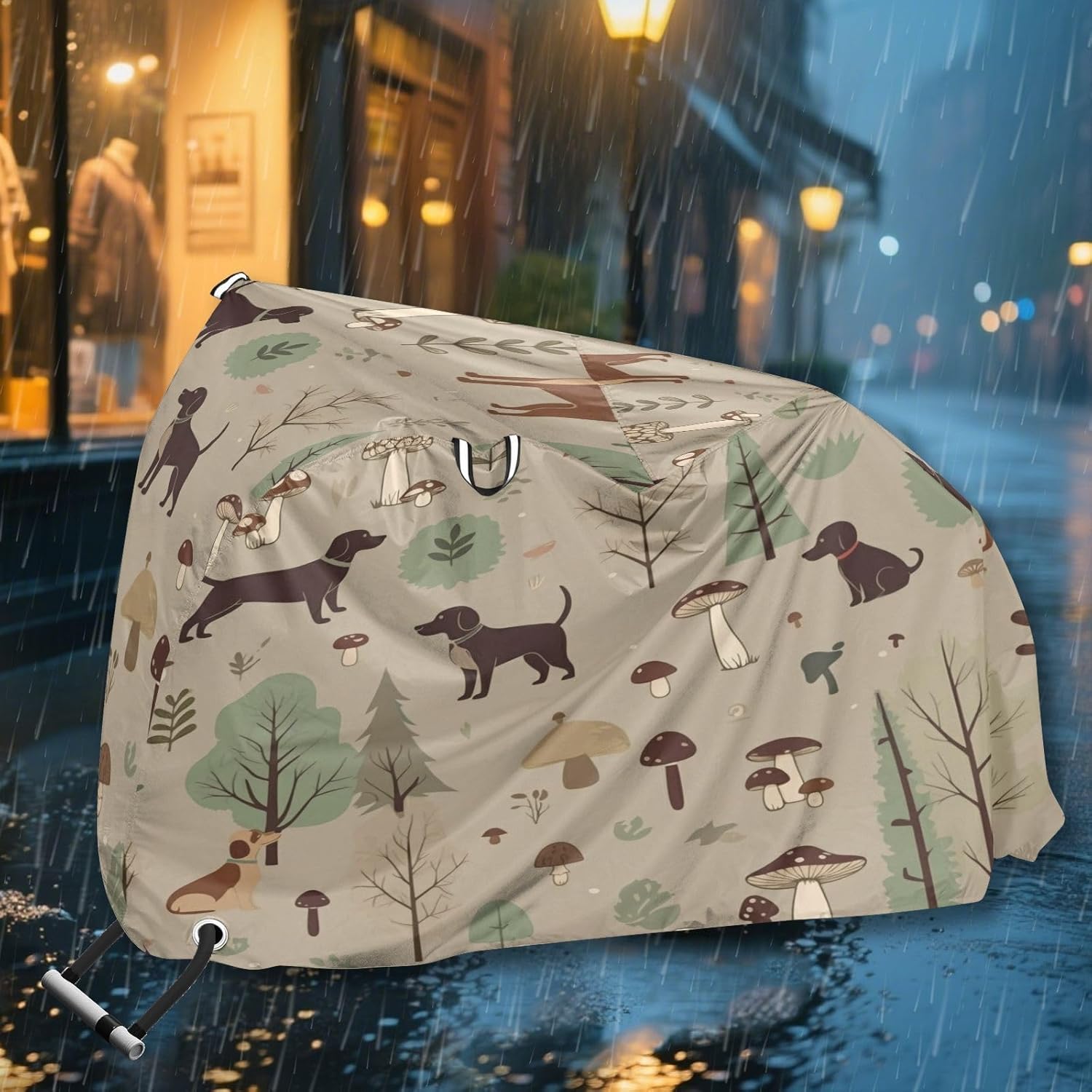 Cute Dog Bike Cover Waterproof Outdoor Storage, Bicycle Cover Rain Sun UV Wind Proof for Mountain Bike,Road Bike,Electric Bike