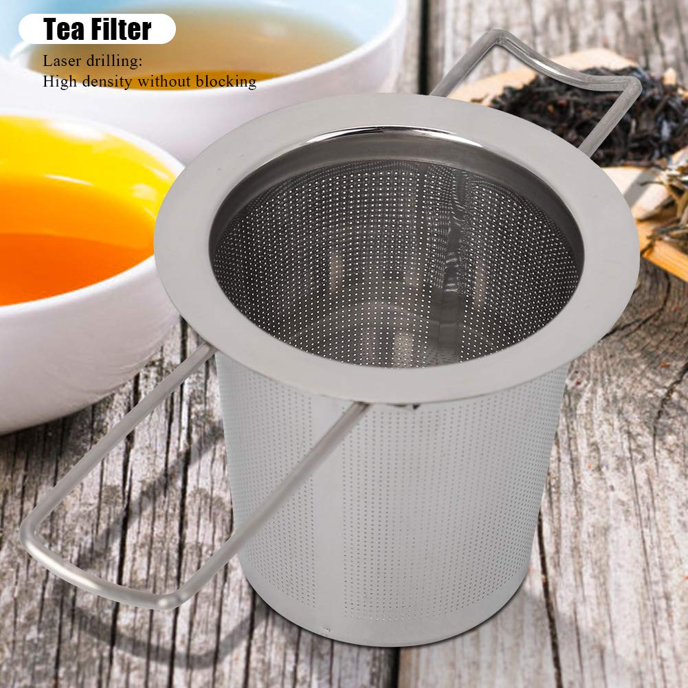 Infusor de té de malla fina de acero inoxidable Colador de té suelto Filtro plegable con tapa