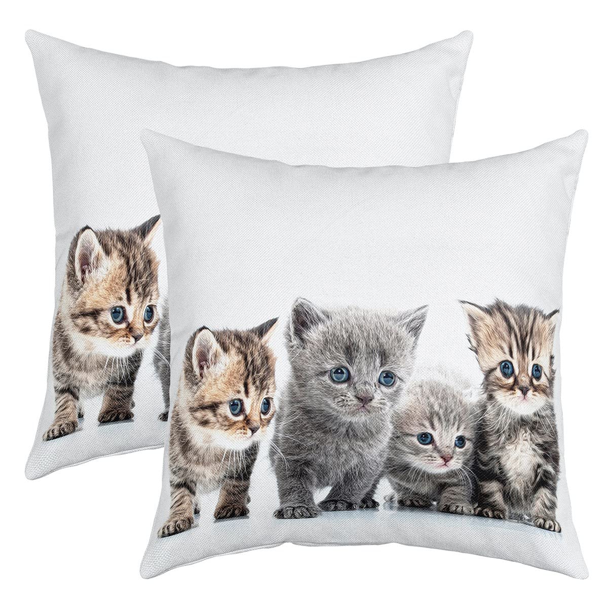 Cat Throw Pillow Covers Soft Square 20"x20" Cats Print Cushion Case Home Decor Set of 2 Cute Kitten Grey Cat Lover's Gift Pillow Cases Pillowcases for Sofa Living Room Bedroom Bed Chair — image 1