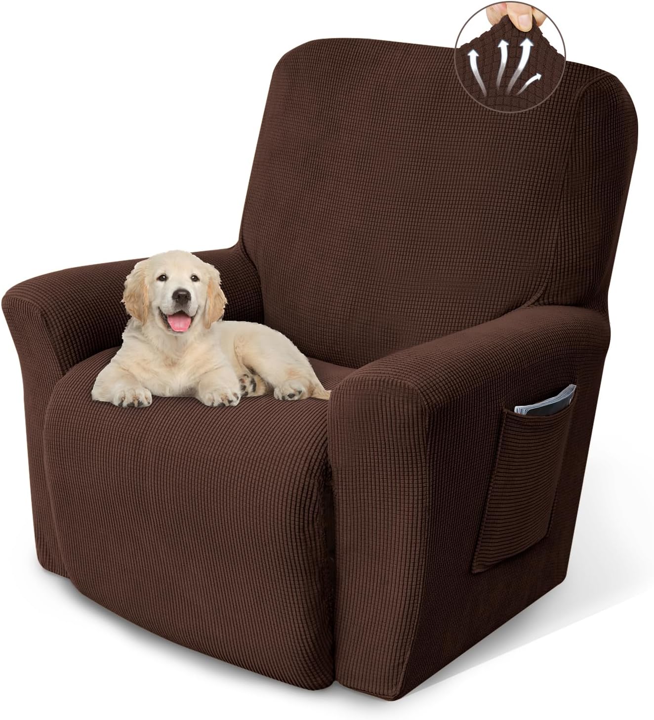 Recliner Chair Cover Lazy Boy Recliner Covers Recliner Covers for Recliner Chair 1 Piece Furniture Protector Prevent wear and pet Hair（Recliner,Chocolate）