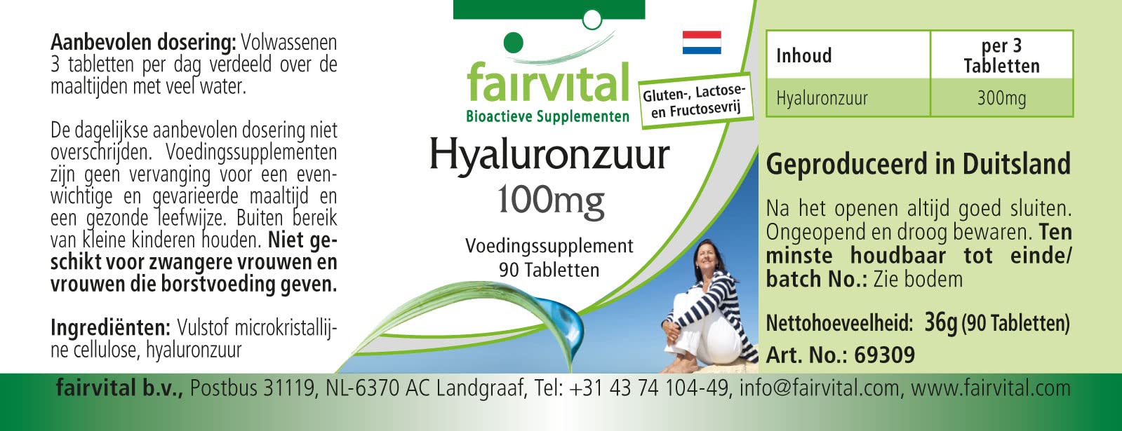 fairvital Acido ialuronico 100 mg, 90 compresse, VEGANO