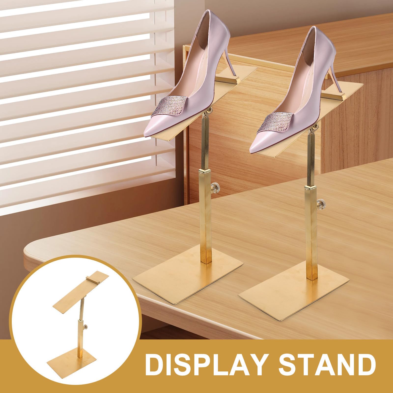 Supporto Espositivo per Scarpe in Acciaio Inossidabile Regolabile in Altezza 2 Pezzi per Scarpe da Donna e Uomo Design Salvaspazio e Facile Manutenzione per Negozio e Casa
