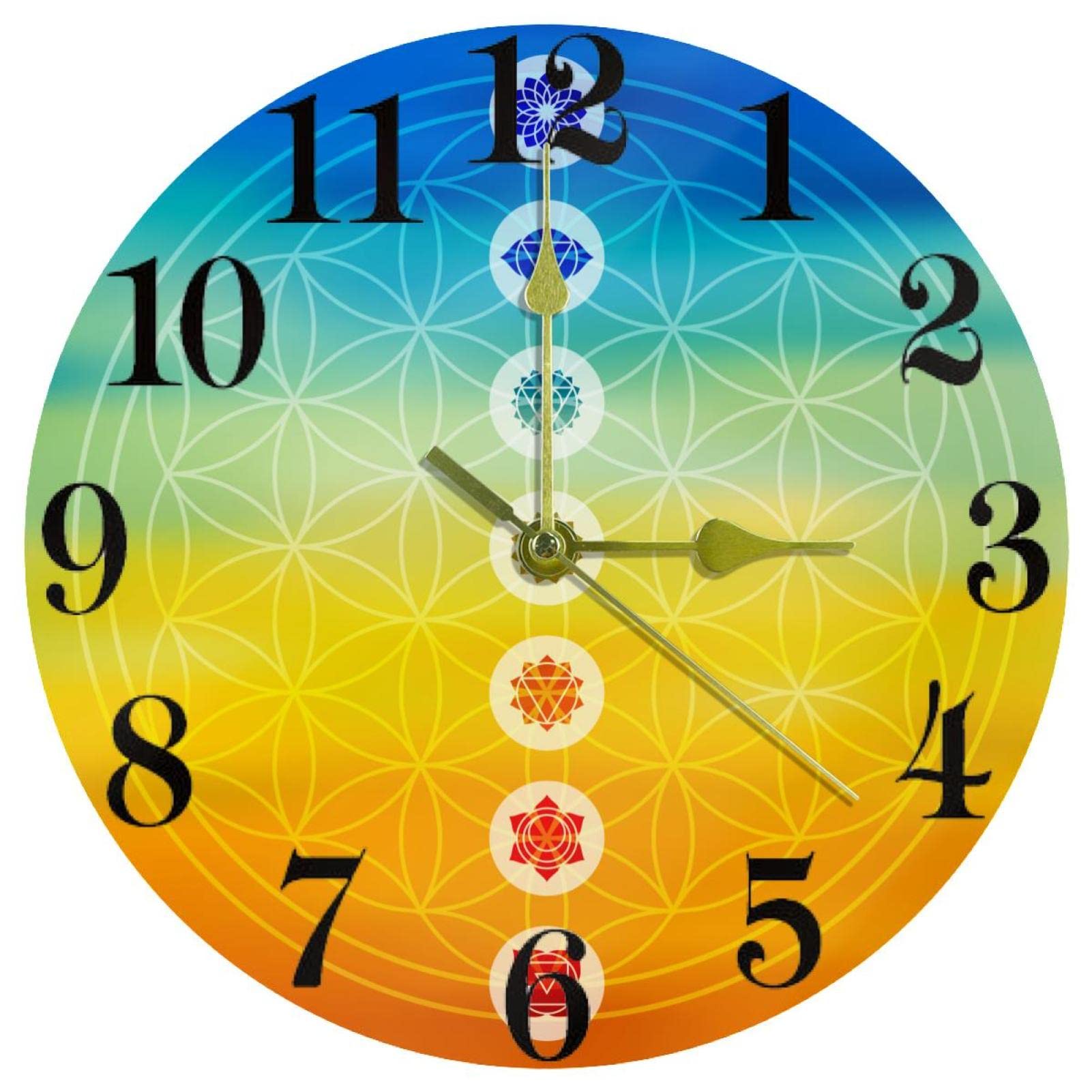 Horloge murale silencieuse Fleur de vie sans tic-tac à pile