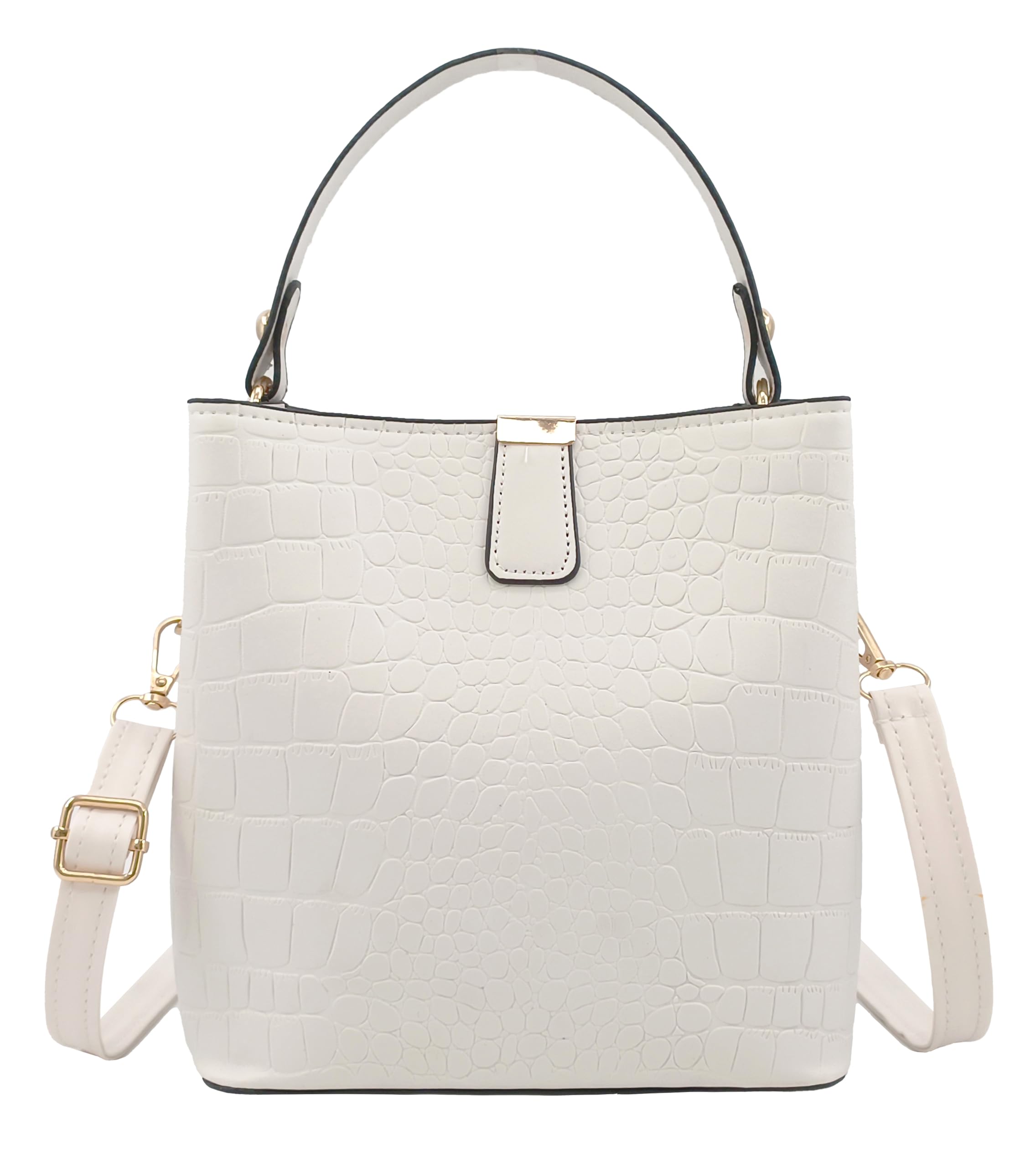 Esimileeya Small Square Crocodile Pattern Purses with Crossbody Strap Bucket Bags for Women with Top Handle