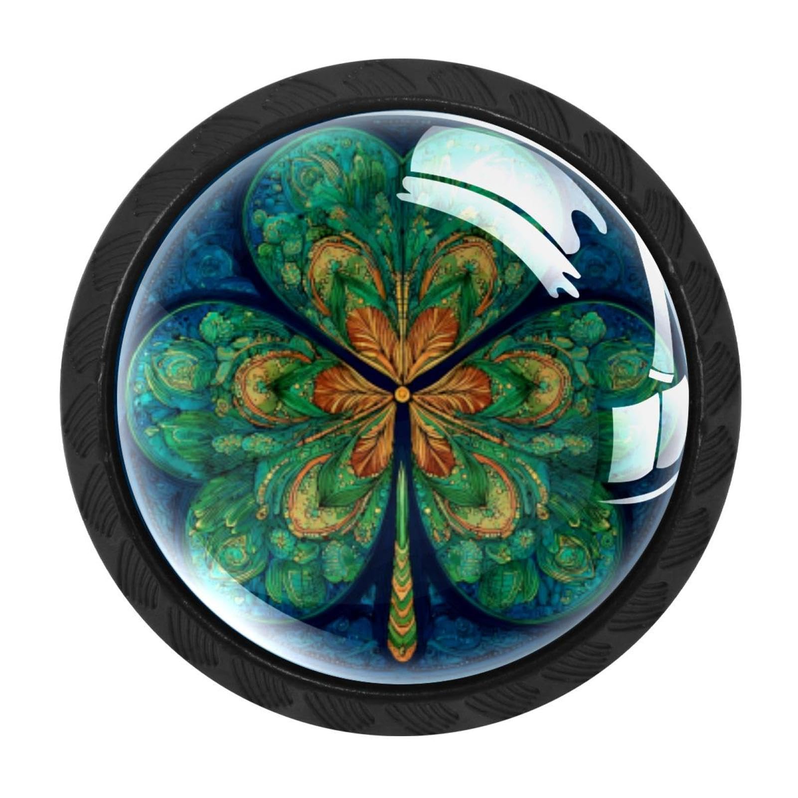 CHENZZZZ 4 Pack St. Patrick's Four Leaf Clover (9) Drawer Knobs Cabinet Knobs Crystal Glass Knobs Pulls Handles for Kitchen Cabinet Hardware Cupboard Door Dresser Wardrobe Home Decor