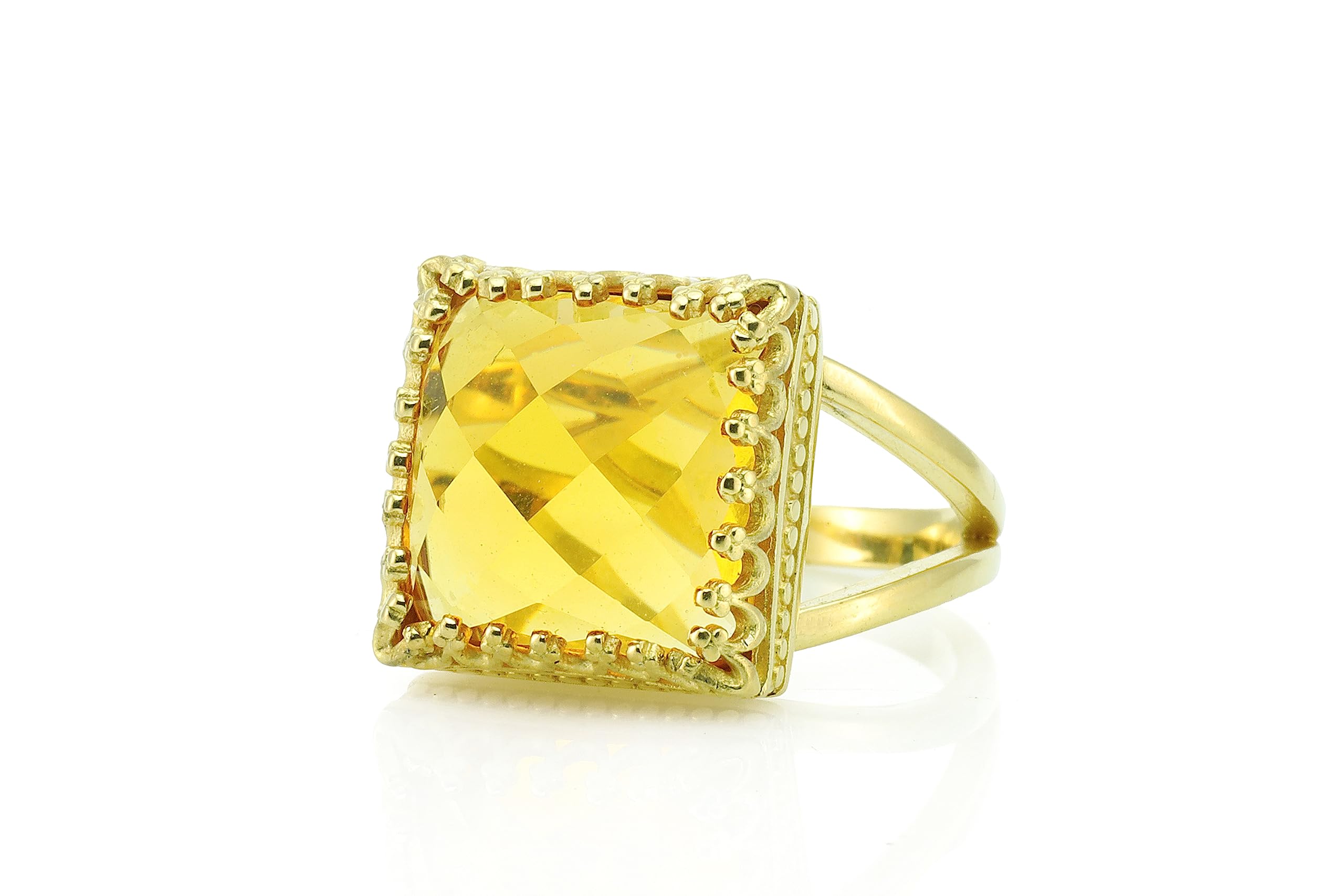 Anillo de Oro Citrino 14k - Joya de Piedra de Nacimiento Noviembre