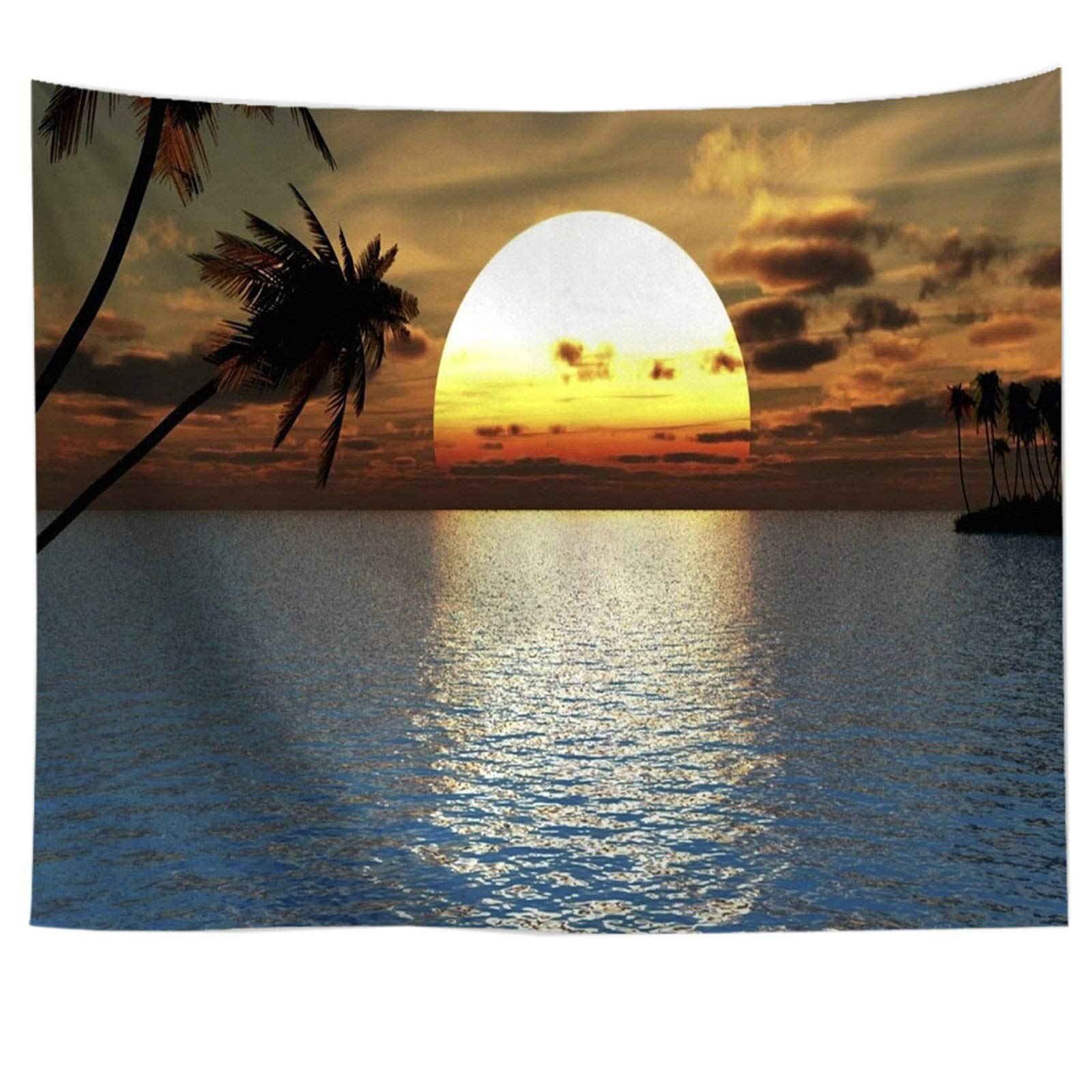 Tapiz para colgar con árbol de coco de 150 x 150 cm decorativo textil