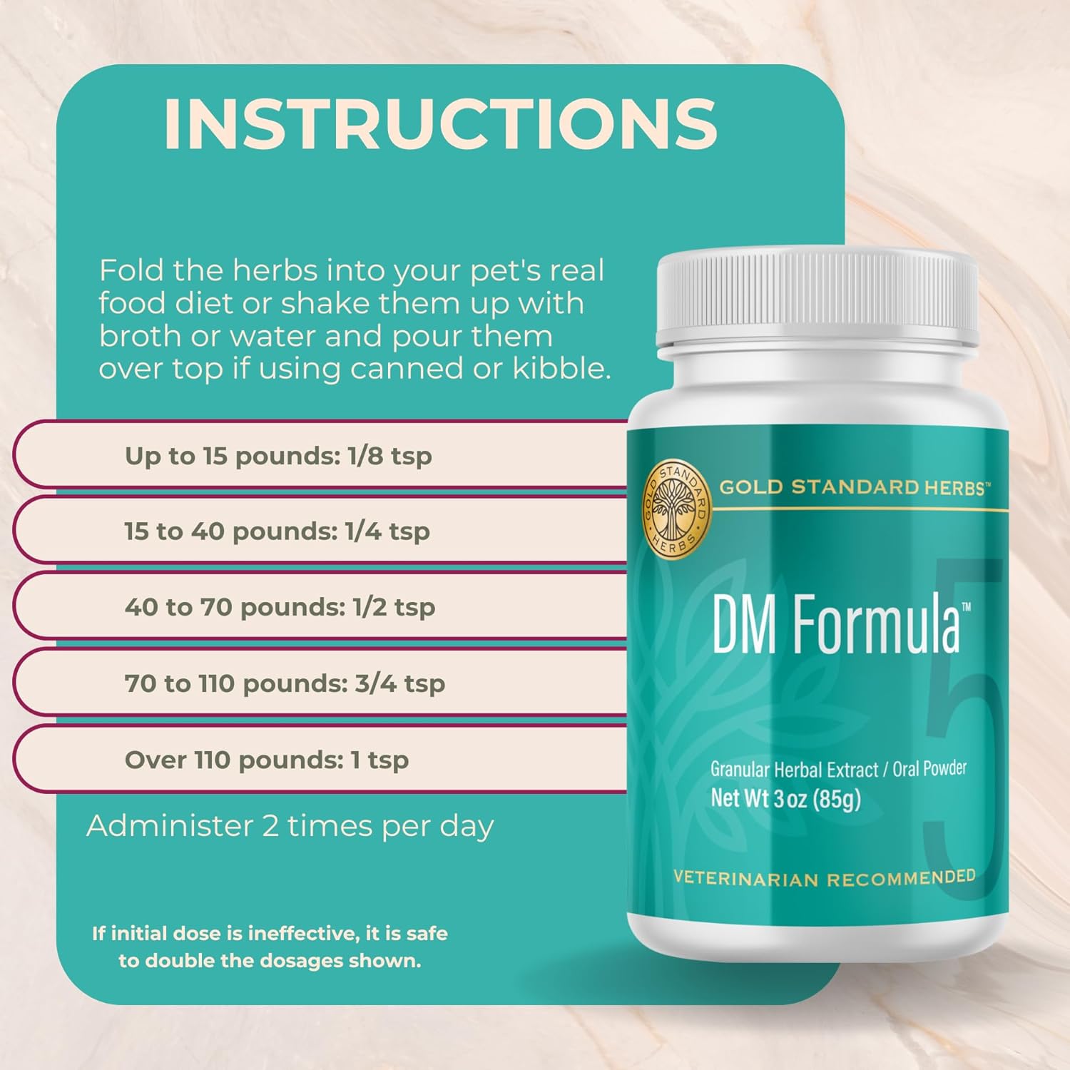 DM Formula Degenerative Myelopathy Relief for Dogs by Gold Standard Herbs, All Natural Granular Herbal Extract, 85 gram Powder