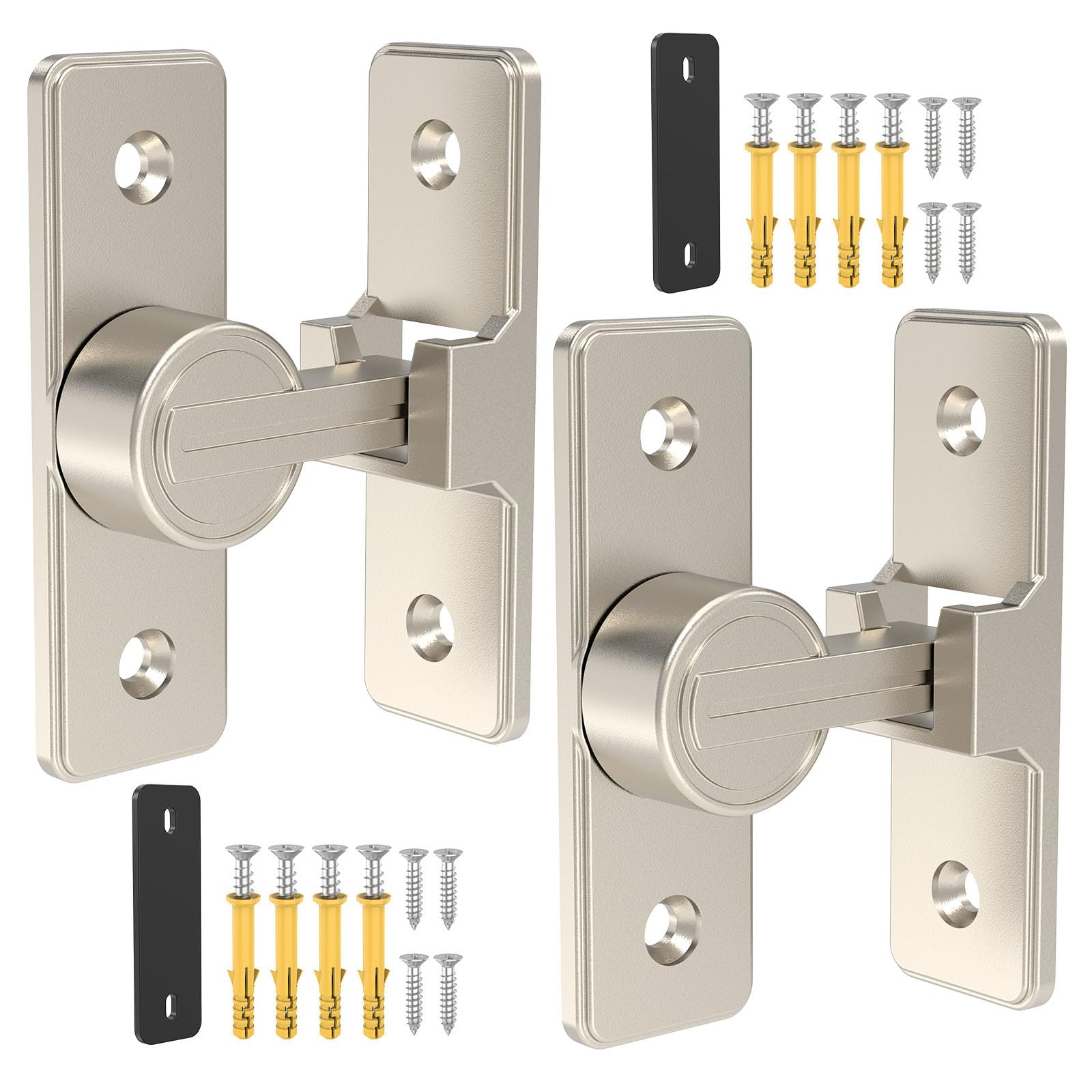 Heavy Duty 90 Degree Barn Door Lock, Zinc Alloy Security Sliding Door Latch for Barn, Garden, Bathroom, Fence, Shed - Anti-Rust and Robust (Nickel-2 Pcs)-picture-18