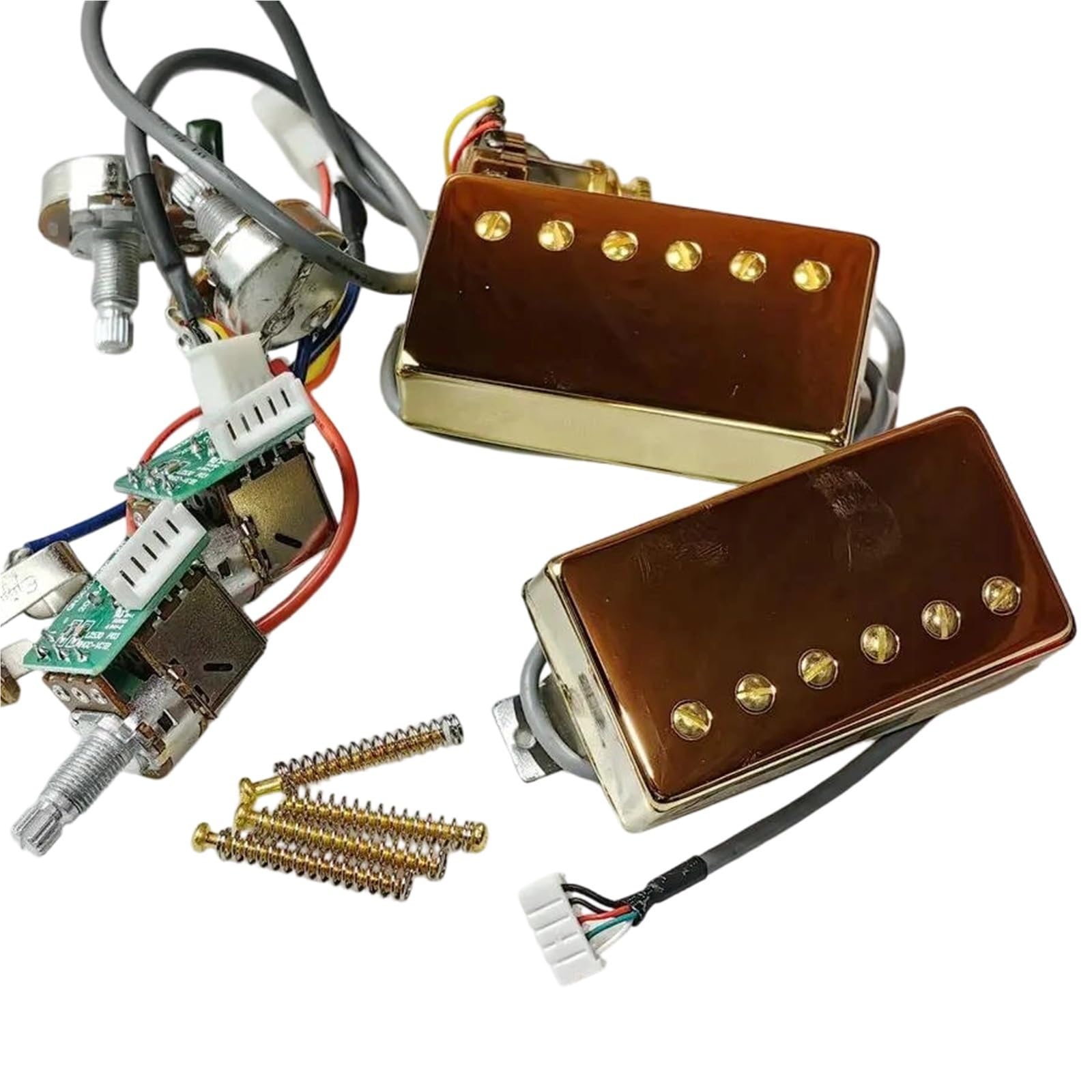Przetwornik Do Gitary Elektrycznej Przetwornik Gitarowy Humbucker Alnico V | Złota obudowa z szybkozłączami wiązki przewodów Pro(Gold)