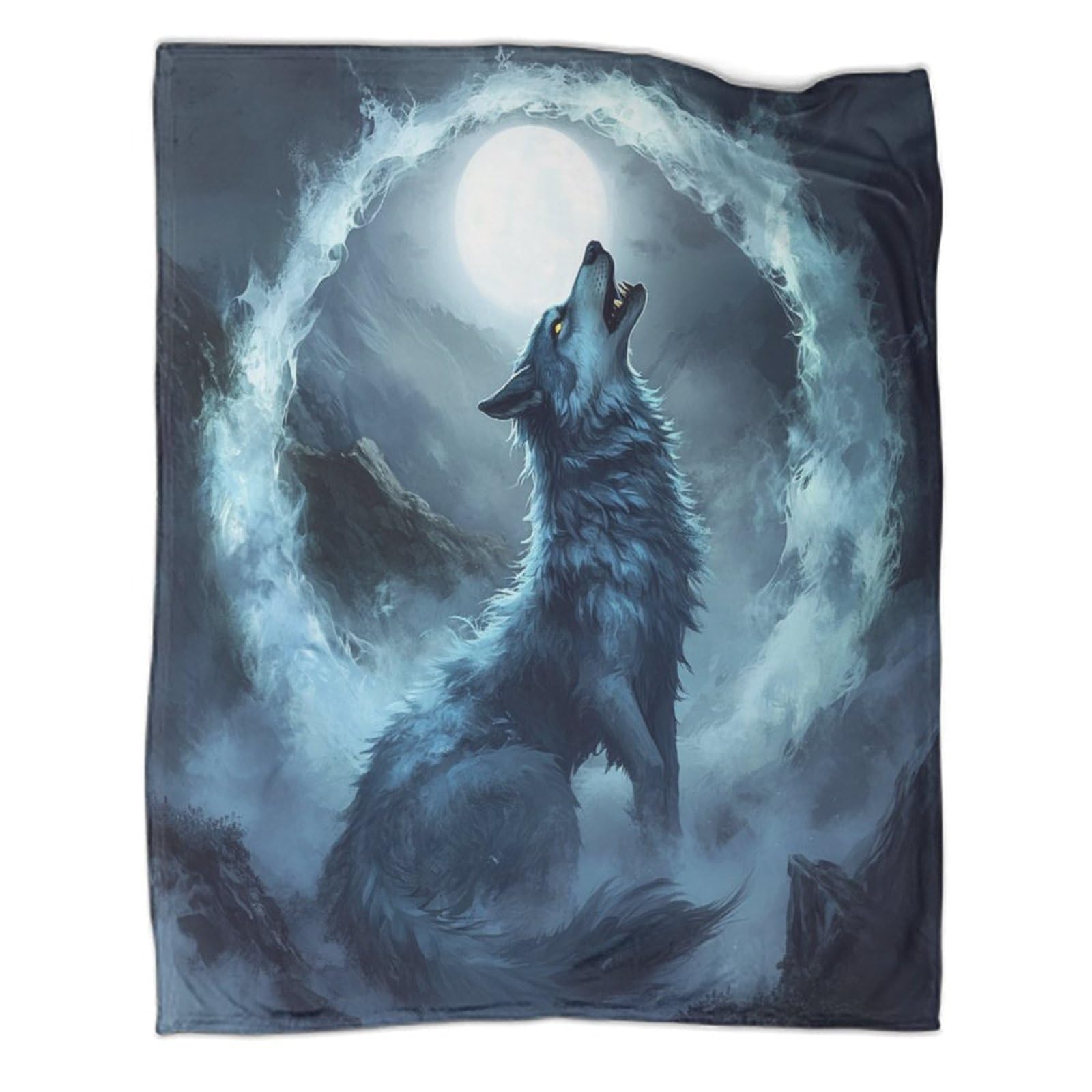 Flanelle douce et chaude pour cette couverture polaire adulte imprimée loup sauvage