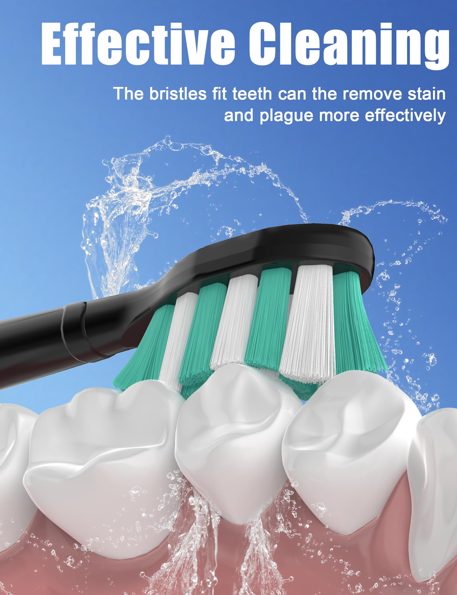 Cabezales de repuesto para cepillo de dientes Philips Sonicare C1 C2 Control de placa Gum Health 4100 Simply Clean 1 2 Series Snap on cabezal de cepillo eléctrico, paquete de 4, color negro