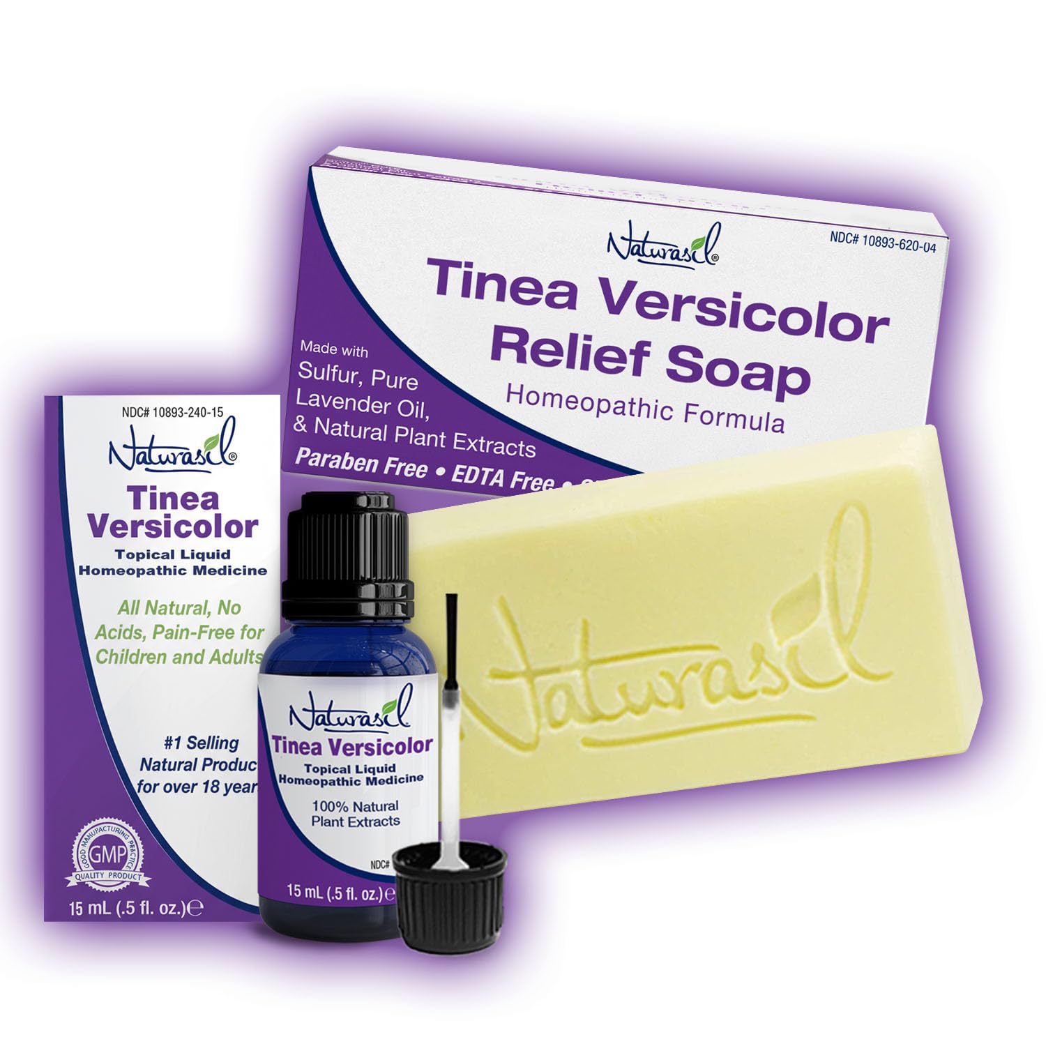 Tinea Versicolor Full Body Value Pack - Targeted Relief Liquid (15mL) + 1 Anti-Itch Soap | Natural Ingredients for Ringworm, Candida, Itch & Tinea | Gentle for All Skin Types | Safe for Kids & Adults