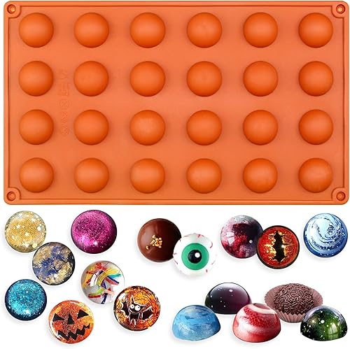 Funshowcase Mini Semi Esfera Medio Ronda Silicona Molde Galleta Chocolate Teacake Fondant Candy Icing Tray