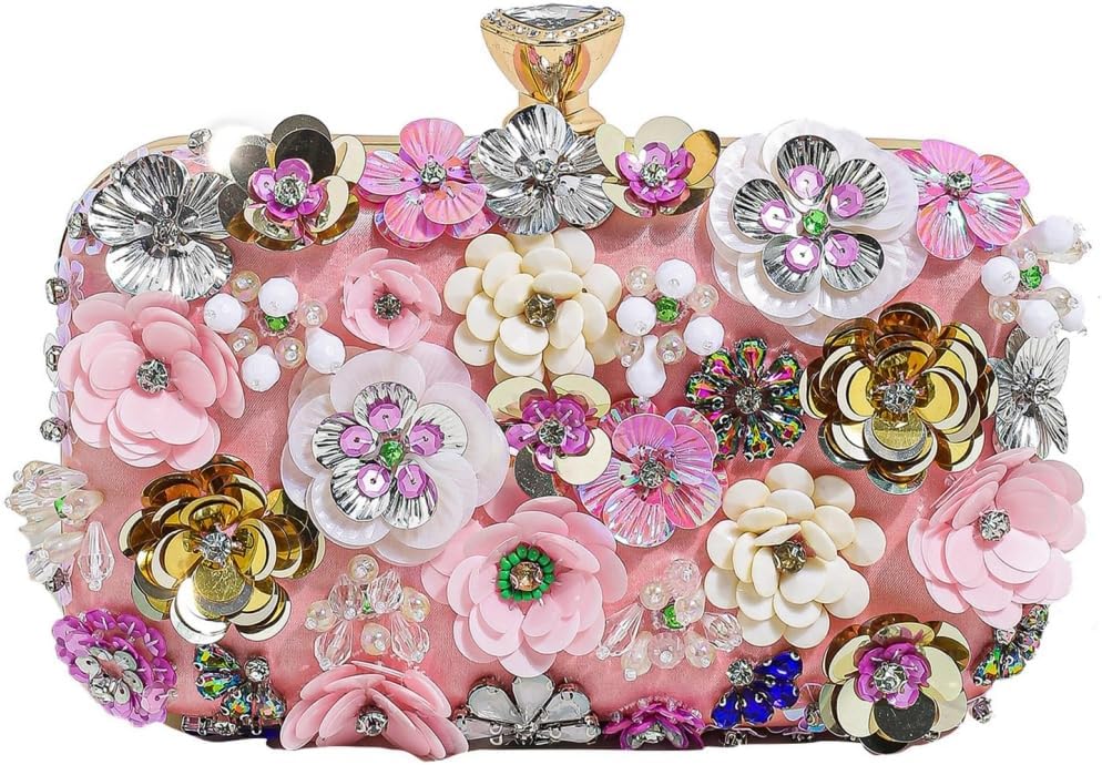Evening Bag Beaded Clutch Purses for Women Flower Clutch Floral Purse Handbag Wedding Guest Dress Party Clutches Fancy