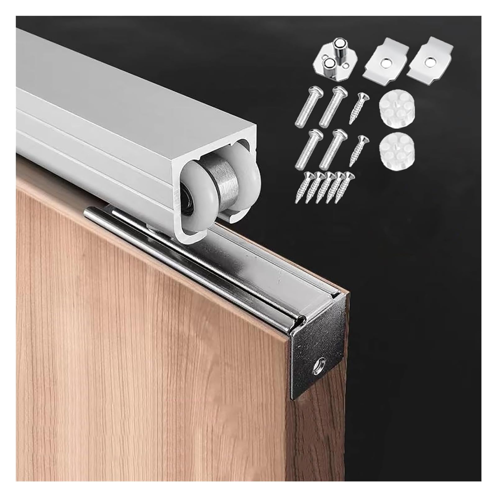 EBZFASO Sliding Door Track, Sliding Barn Door Hardware Track Kit Aluminum Rail System(Silver,Length-3.5m)