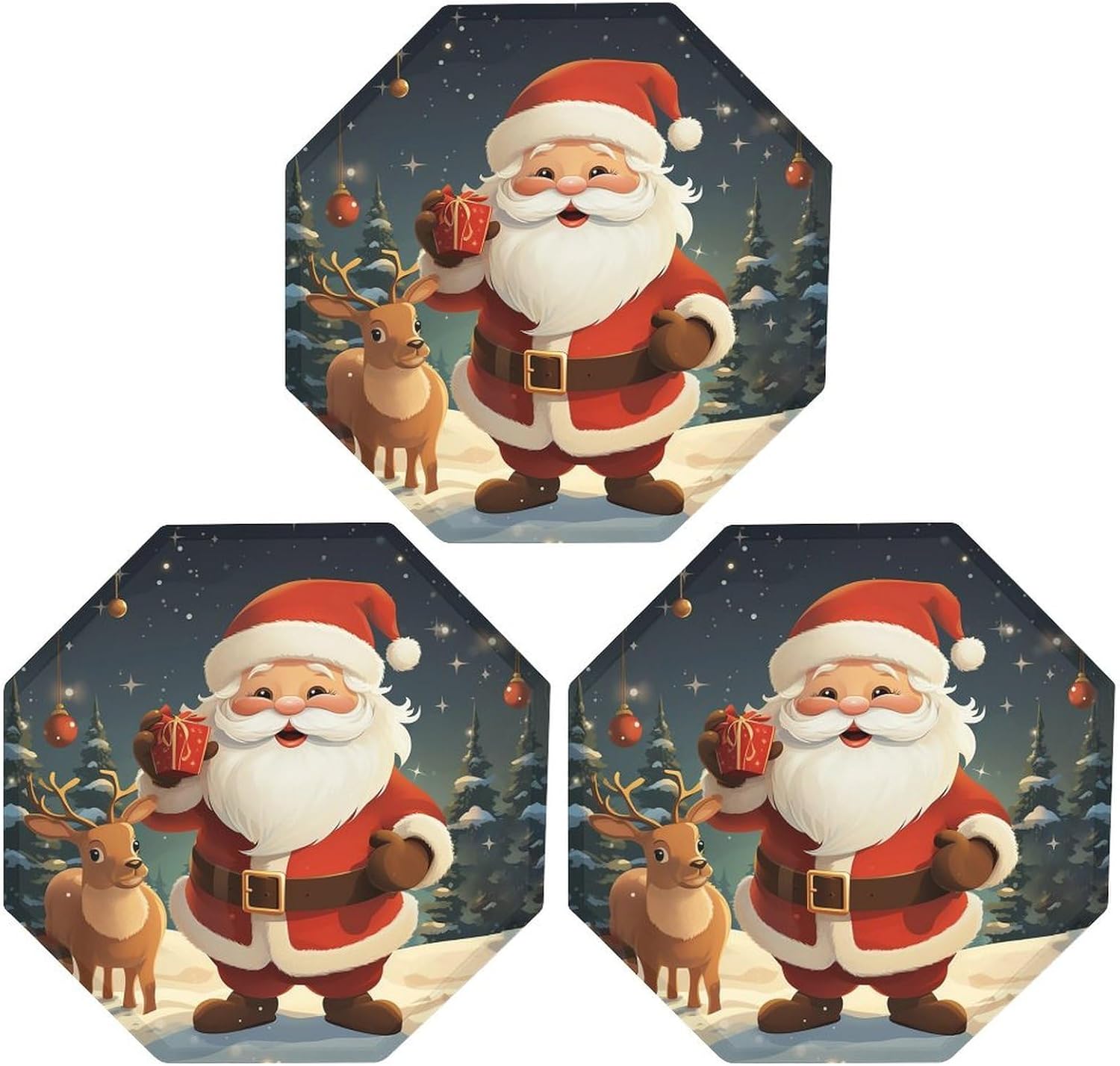 Ctagon Metal Sign for Home, Modern Display Plate for Kitchen, Christmas Santa Claus Plates Accent Hanging Wall Decorations 3PCS for Living Room, Bedroom, Hallway, Hotel