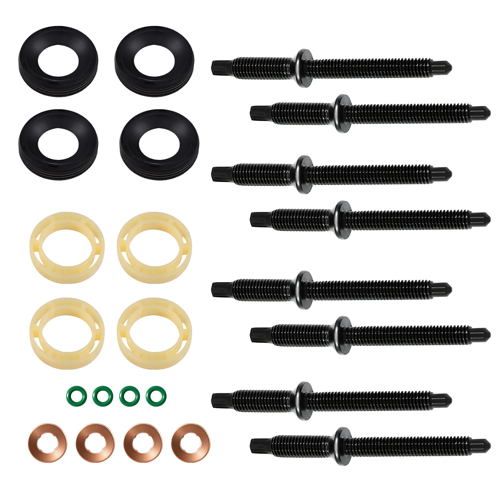D-Lumina 16 guarnizioni per iniettore 1.6 HDI e 8 viti, kit di guarnizioni toriche per iniettore diesel, compatibile con Citroen e Peugeot