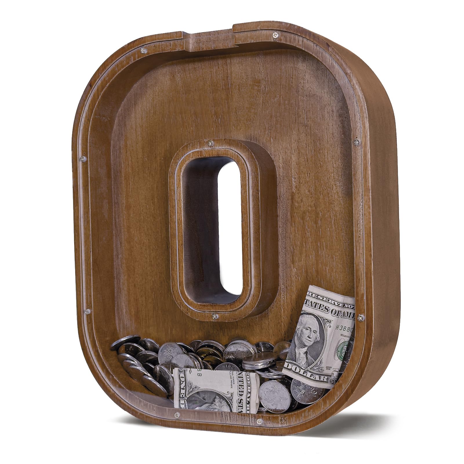 JOOMLAFLY Wooden Letter Piggy Bank for Kids Larger Letter Piggy Bank for Boys and Girls Personalized Piggy Bank Initial Coin Bank Wood Kids Money Bank