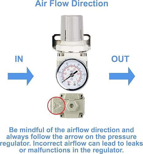 Miniatura 4 de Regulador de presión de aire con puerto de 1/4", regulador del compresor de aire con calibre de precisión de 0-150 PSI y soporte, perfecto para