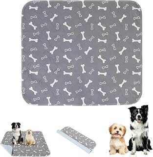 Washable Pee Pads for Dogs, Reusable Puppy Pads, Ultra-Durable 4-Layer Leak-Proof Training Mats with Non-Slip Bottom for All Breeds, Ideal for Indoor Training & Travel (Gray, M: 27.6" × 31.5")