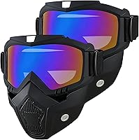 Vista 9 de Gafas de montar para casco de motocicleta con máscara facial extraíble, máscara vintage de lucha de balas para motocross, máscara de paintball