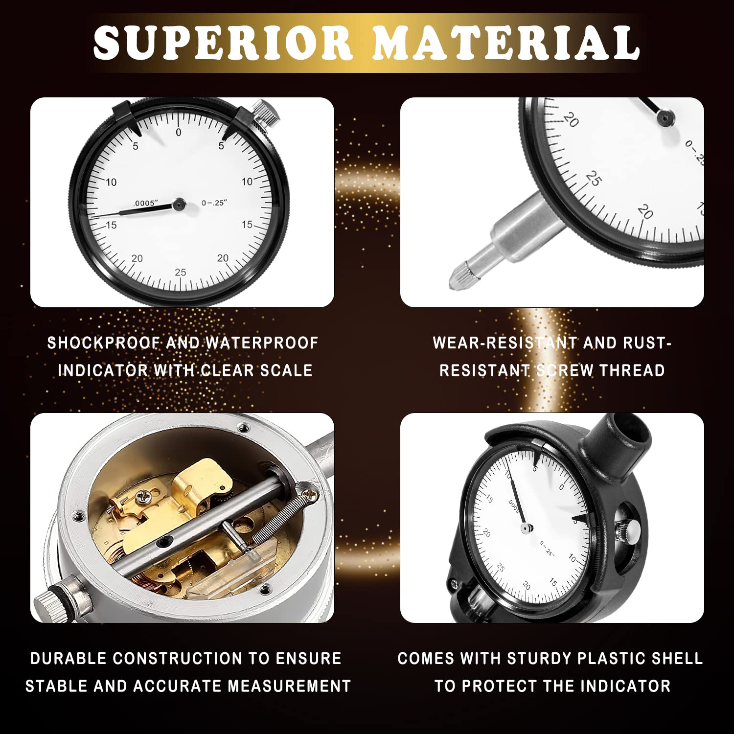 52-646-400-0 Dial Indicator Bore Gage Kit Insulated Grip for Deep Engine Cylinder Measurement 1.4" - 6" Measuring Range, 9.5" Measuring Depth, 0.0005" Graduation