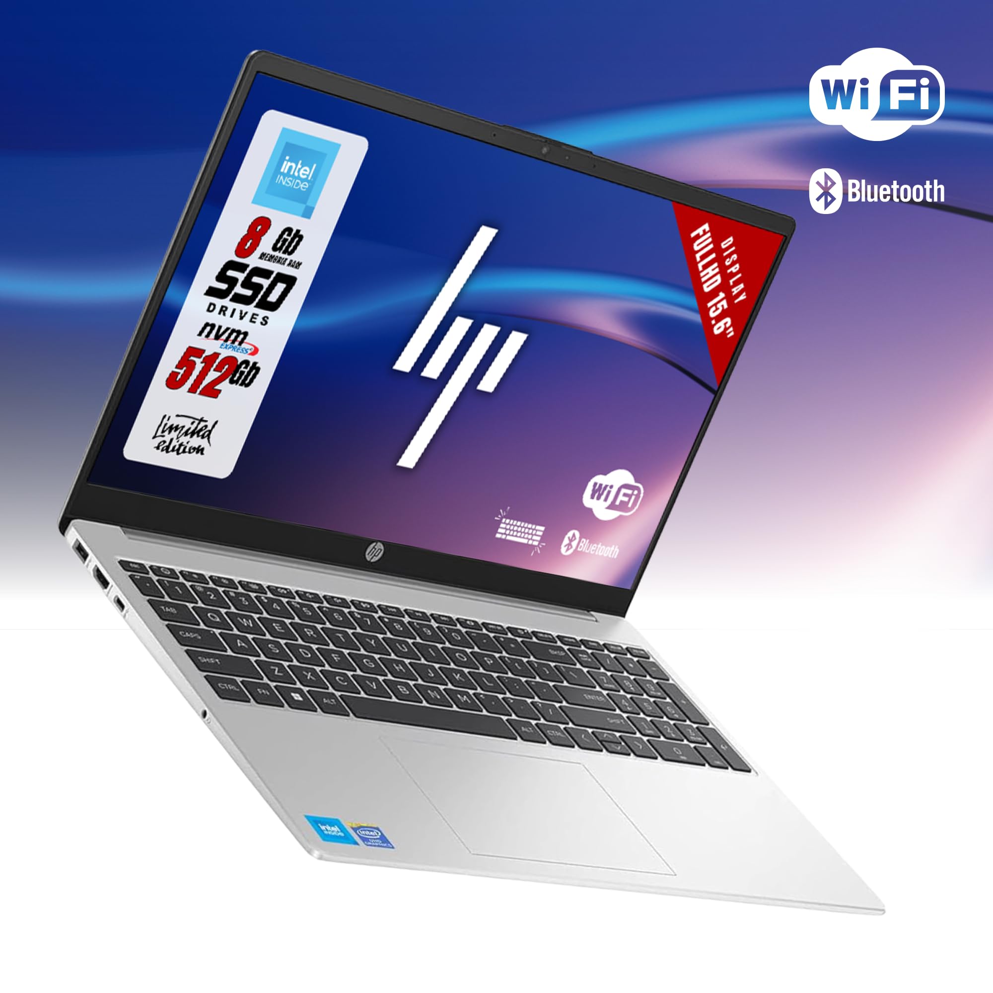 HP 250 G10 Notebook, Cpu Intel N100 4 Core fino a 3,4 GHz, Ram 8Gb SSD 512Gb, Display FullHD 15.6", Pc Portatile con Tastiera retroilluminata, Win 11 Pro, Garanzia Italia