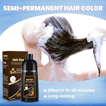 3 in 1 Hair Dye Shampoo for Grey Hair Immediately (Chestnut Brown) 400 ml