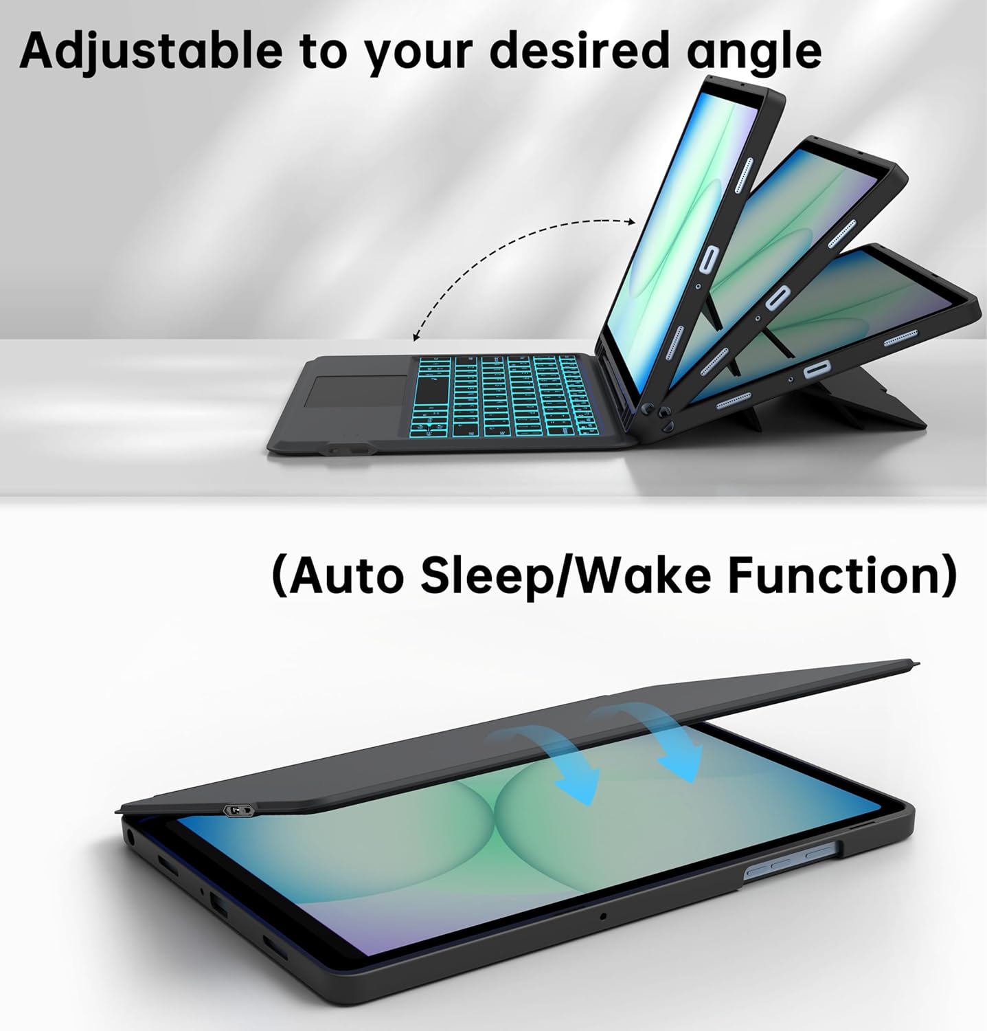 Keyboard Case for Samsung Galaxy Tab A11+/A9+ Plus 11": 7 Colors Backlit Trackpad Keyboard for Samsung Tab A9+ A11+ Plus 5G | Smart Touch Wireless Magnetic Detachable Key Board Cover with Pen Holder