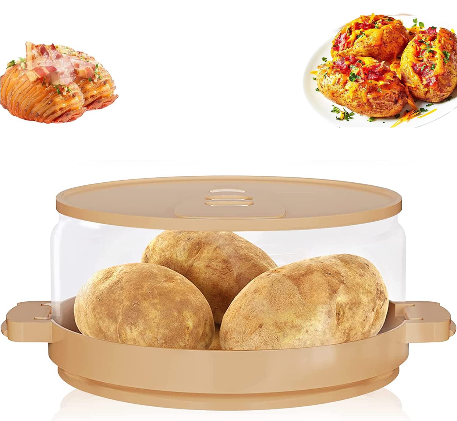 AquaFalconPotato Microwave Cooker SEEN-ON-TV Tender Fluffy Cooks in Minutes Steamer, Dishwasher-Safe Home Kitchen Gadgets Accessories Essentials for New Home, 8 Inches Clear