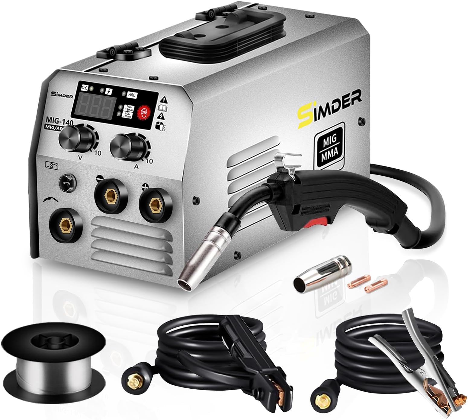 SSimder 140 Amp MIG Welder 240V Machine Flux Core MIG/Stick/TIG 3 in 1 Welding Machine with 1lb Wire, IGBT Inverter Multiprocess Welding Machine for DIY Beginner, Auto Repair, Home & Farm