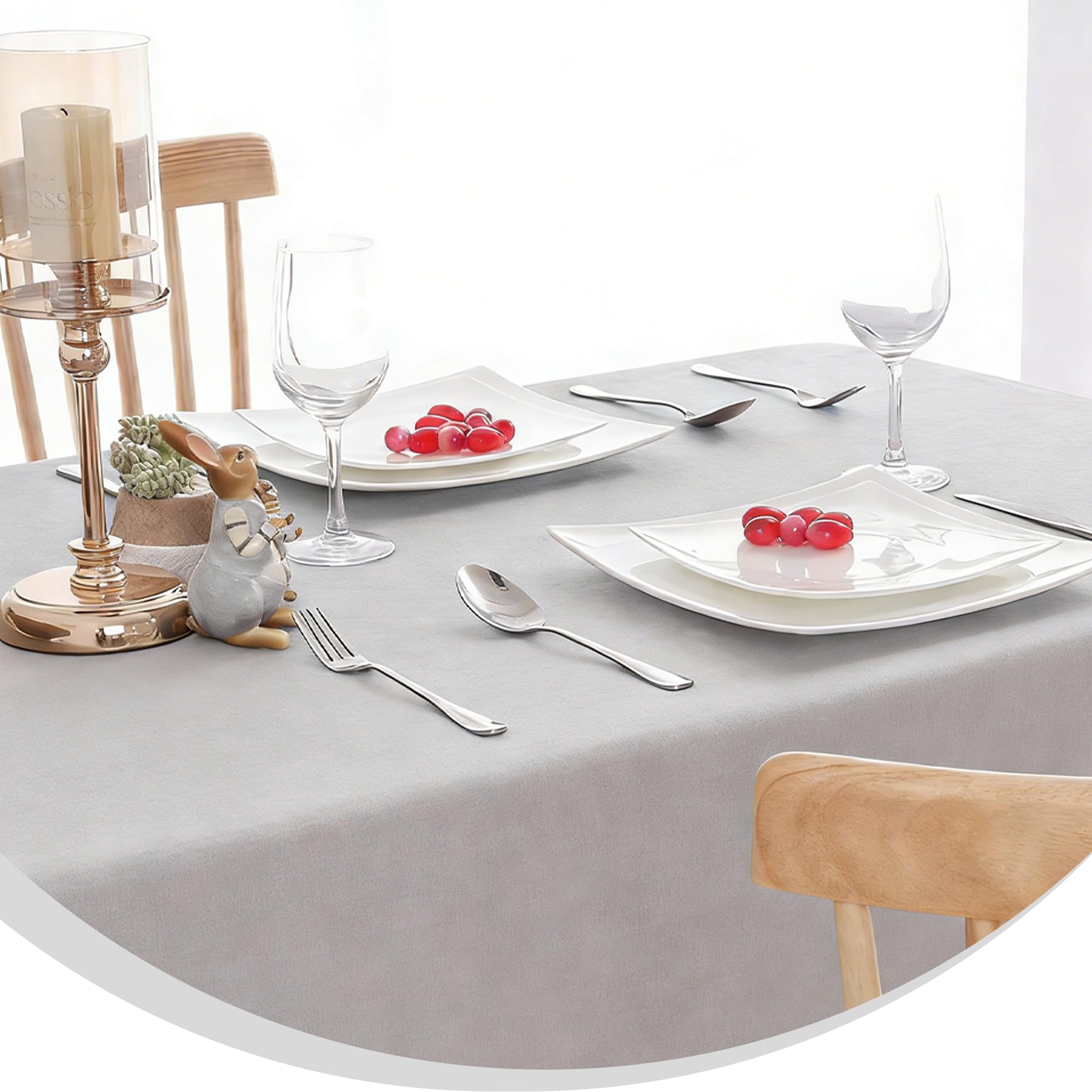 Hule Antimanchas 110 x 250 cm Repelente Al Agua, Antimanchas, Lavable Manteles Mesa Rectangular Resistente y Fácil de Limpiar para Banquetes para Todo El Año, Gris Claro