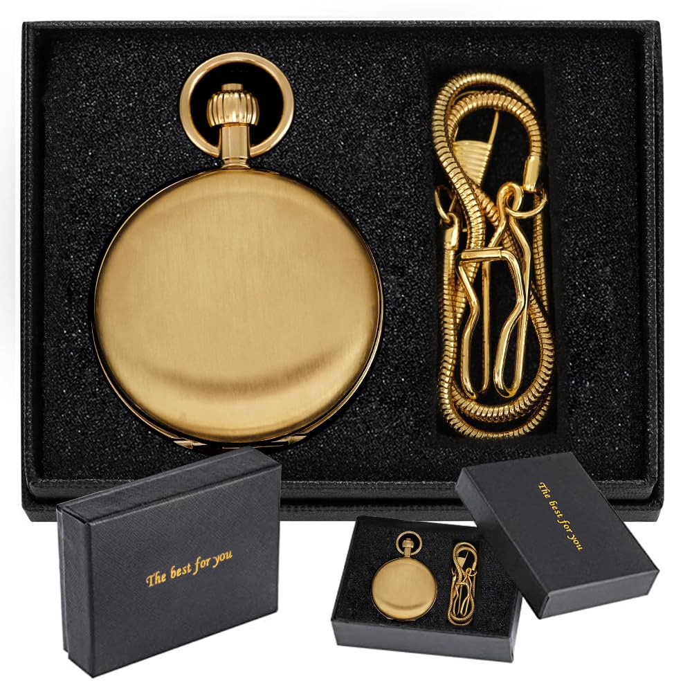 Alwesam Copper Pocket Watch Steampunk Mechanical London Hand Wind Mens Watches with Chains & Boxs