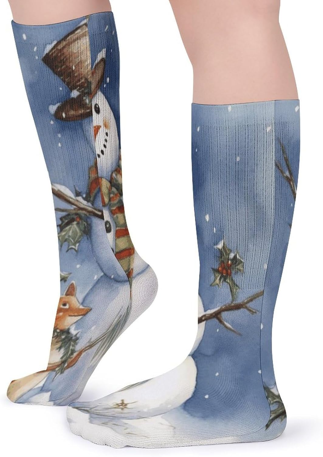 Winter Snowman Knee High Socks Cozy Knee High Socks Soft Mid-Length Sock for All Seasons Daily Wear Adult