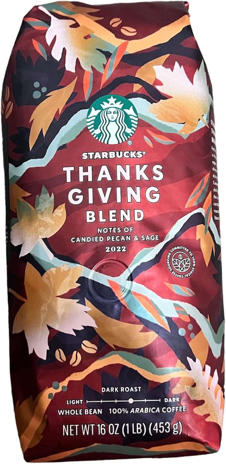 Starbucks Thanksgiving Blend Whole Bean Coffee 1 Pound (16 ounces), Packaging may vary